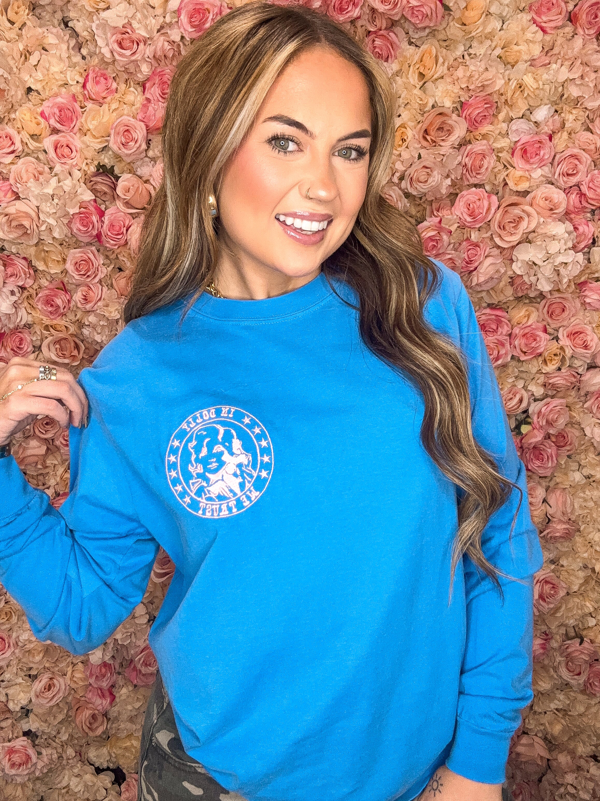In Dolly We Trust Embroidered Long Sleeve