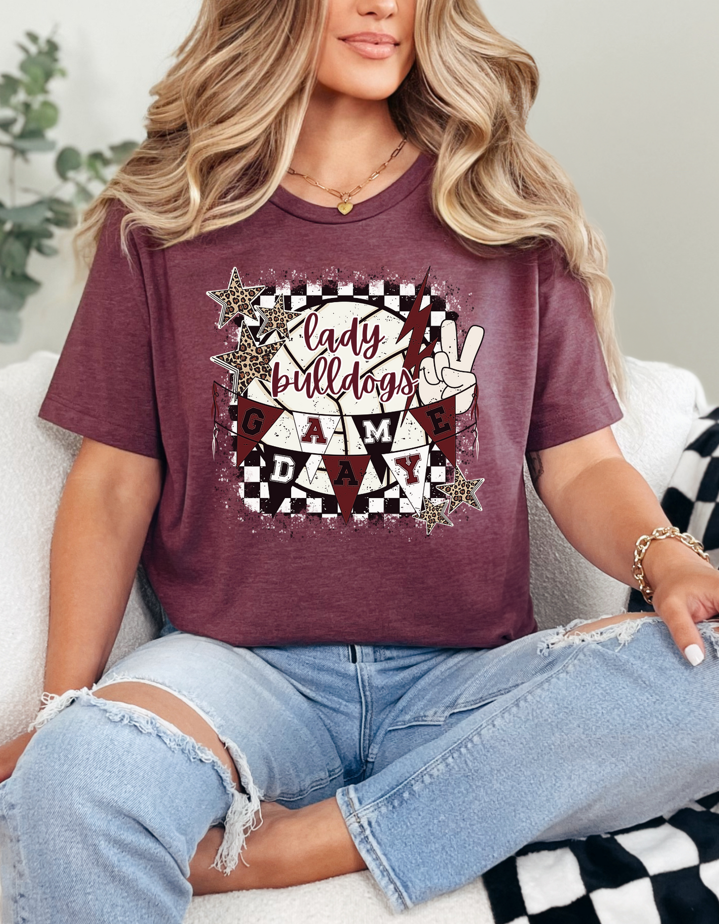 Checkered Game Day Volleyball Tee