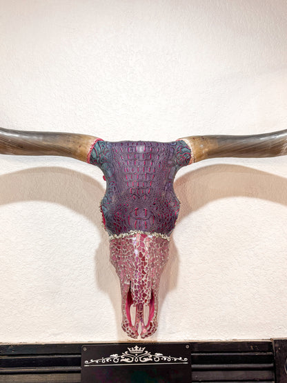 Pink Gator Lady – 62” Longhorn Statement Skull