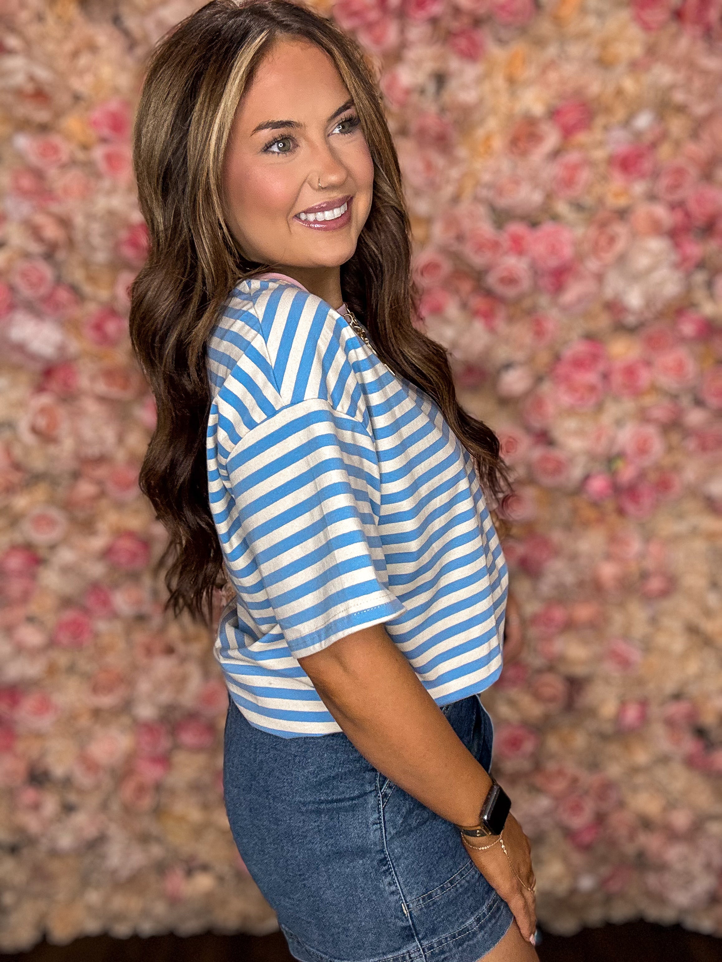 Sky Blue Striped Tee