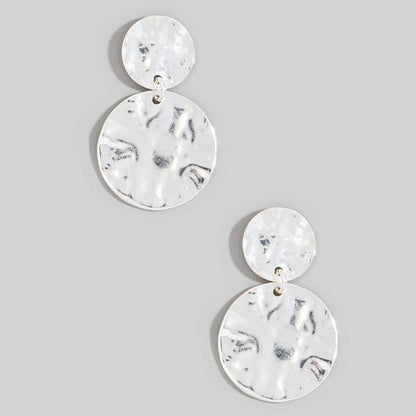Double Hammered Coin Drop Earrings