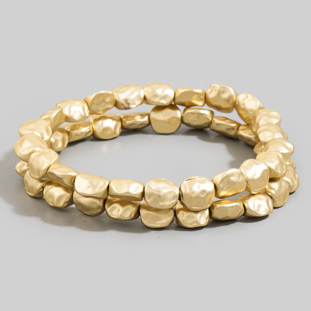 Hammered Nugget Bead Bracelet Set