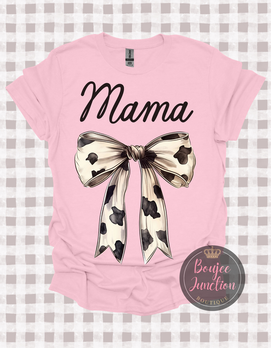 Mama Cow Print Bow Transfer