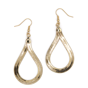 Snake Chain Tear Drop Gold Earrings