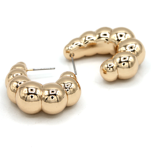 Bubbly C Hoop Mirror Finish Gold Earrings