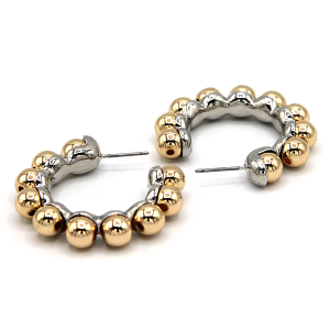 Studded Accent C Hoop Gold Earrings