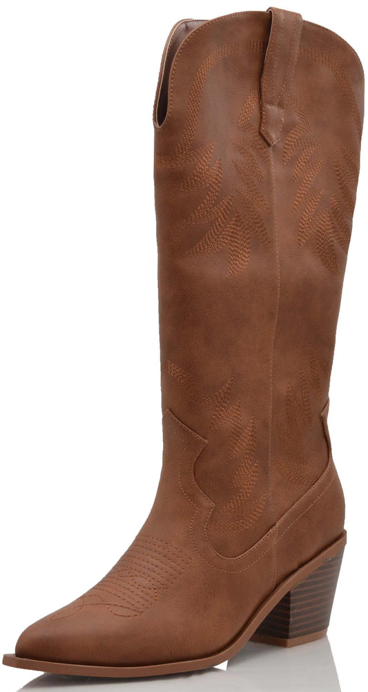 Pointy Toe Chunky Heal Western Boots