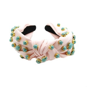 Pink Headband with Topaz