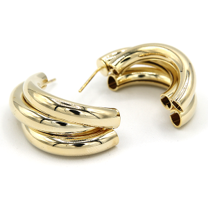 18K Gold Dipped Twisted 3 Line Arch Earrings