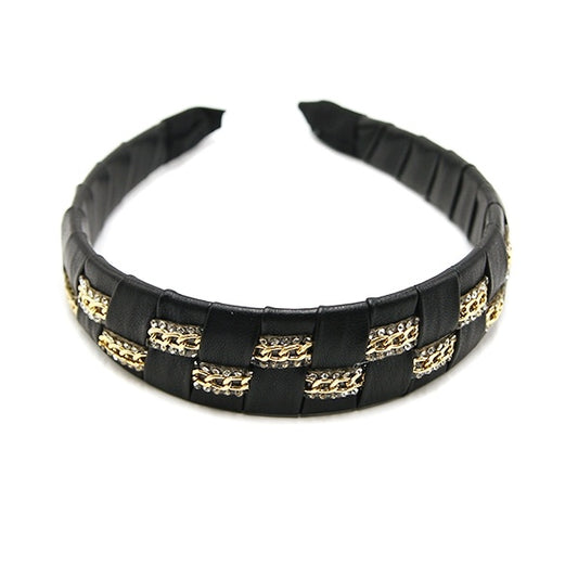 Checkered Chain Link Rhinestone Headband