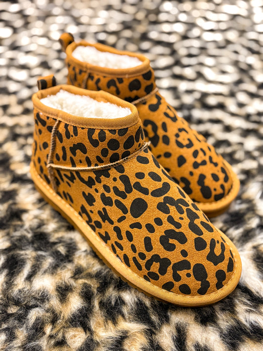 Leopard Fur Lined Ankle Boots