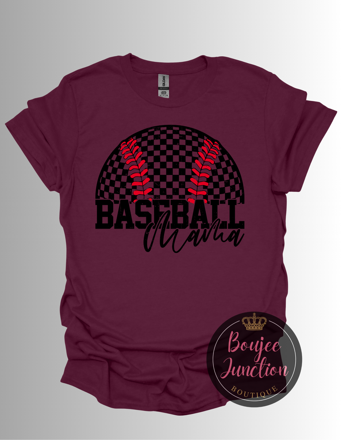 Retro Checkered Baseball Mama Tee