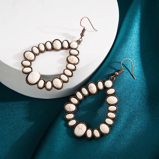 Large Boho Teardrop Earrings in White