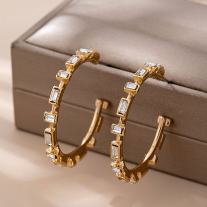 Classic Baguette Hoop Earring