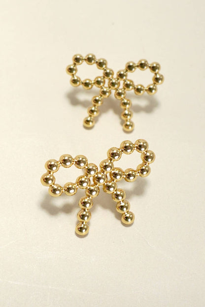 18K Stainless Steel Bow Stud Earrings