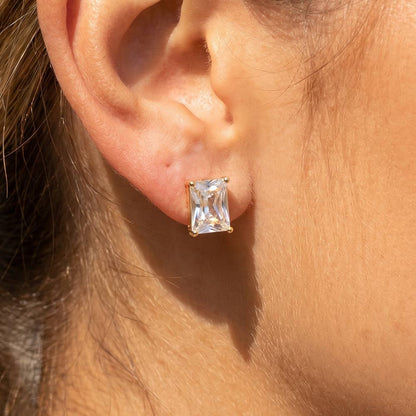 Large Emerald Cut Stud Earrings