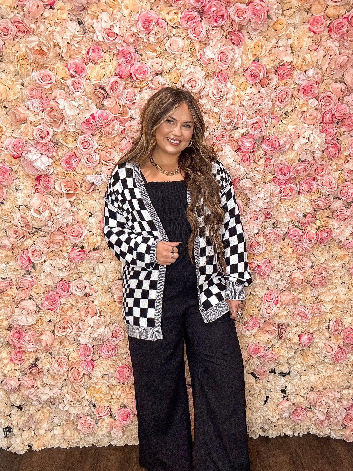 Black Checkered Cardigan