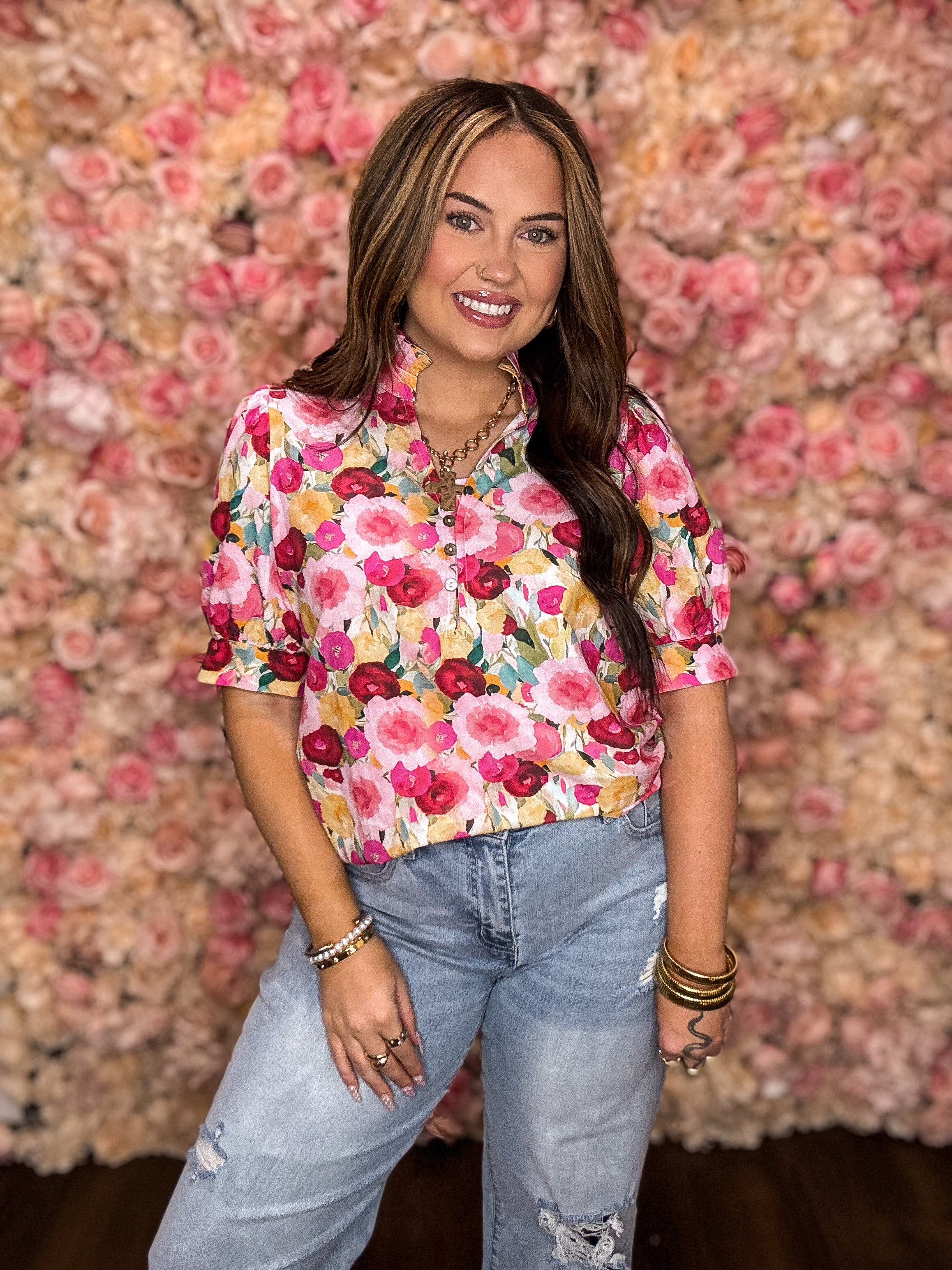 Spring Garden Puff Sleeve Blouse