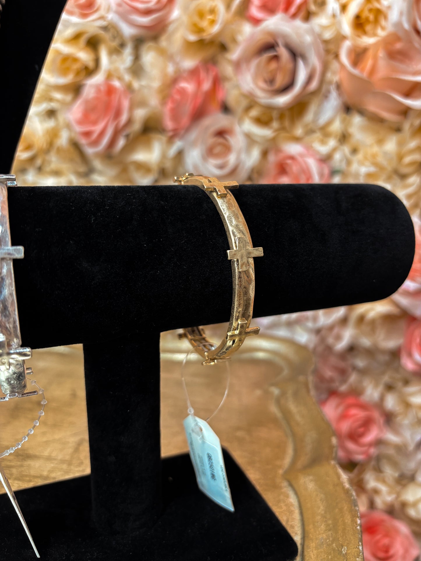 Hammered Cross Bracelet