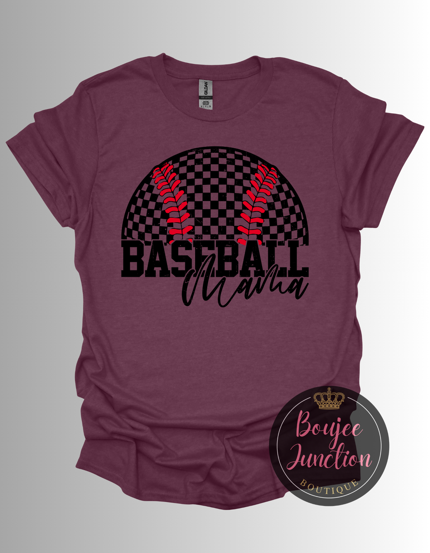 Retro Checkered Baseball Mama Tee