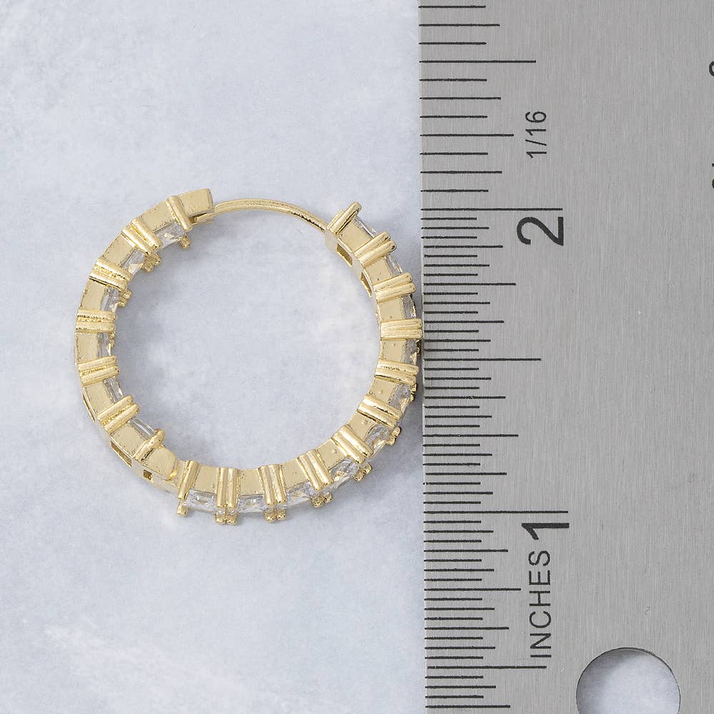 Pave Square Hoop Earrings