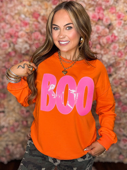 Pink Sequin Boo Sweatshirt