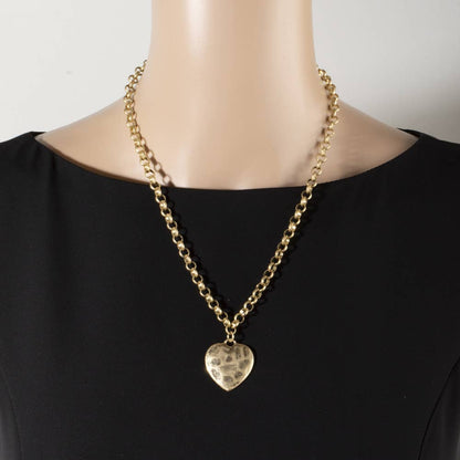 Hammered Heart Rolo Chain Necklace