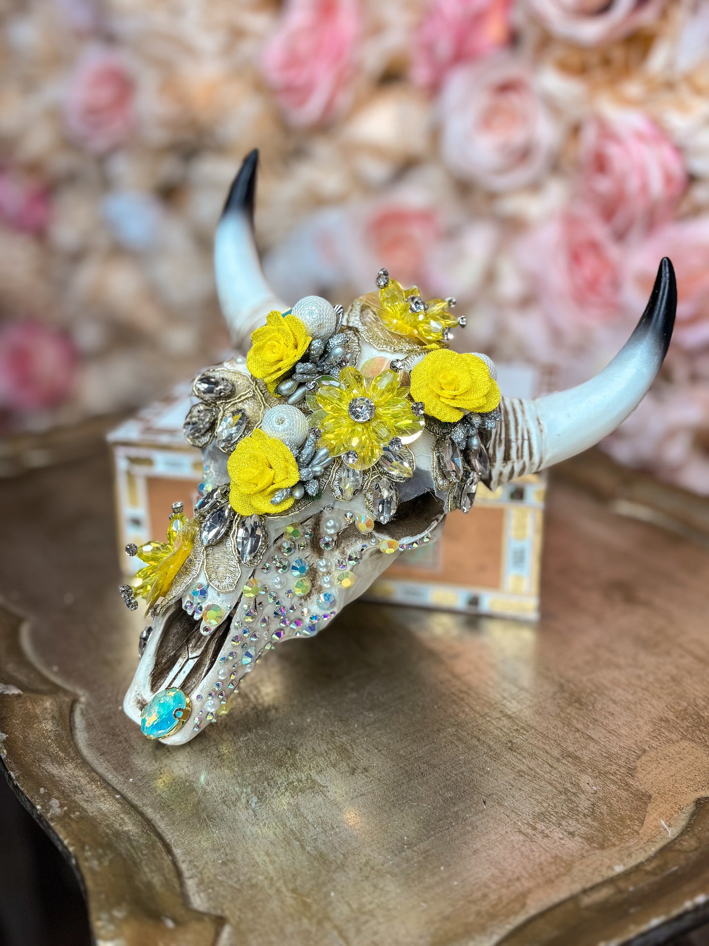 Golden Prairie Bloom Wall Skull