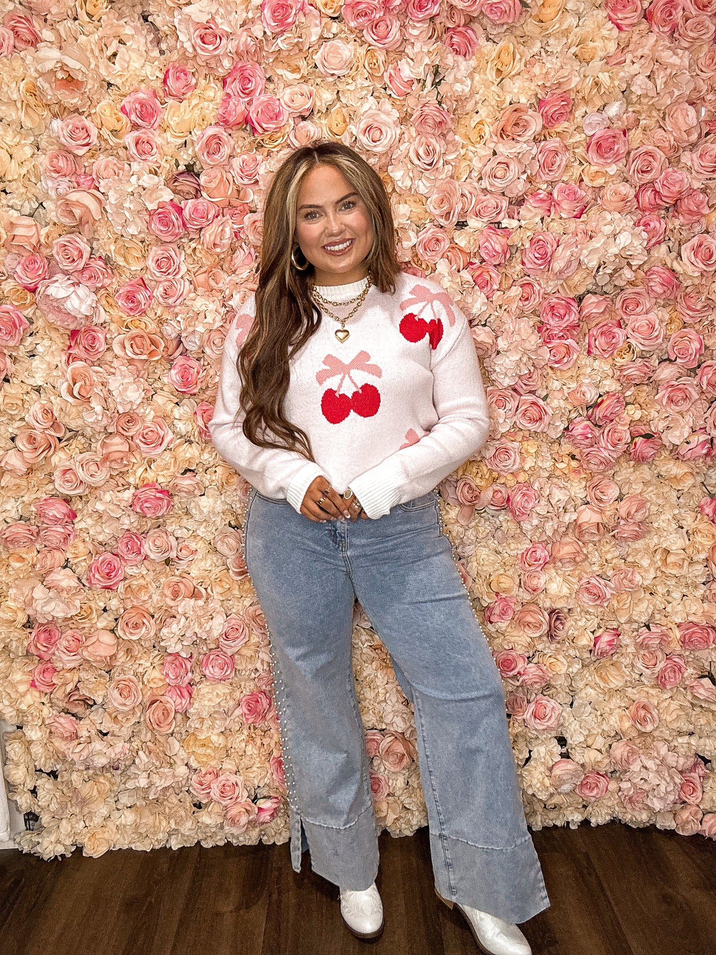 Pink Cherries + Bows Sweater