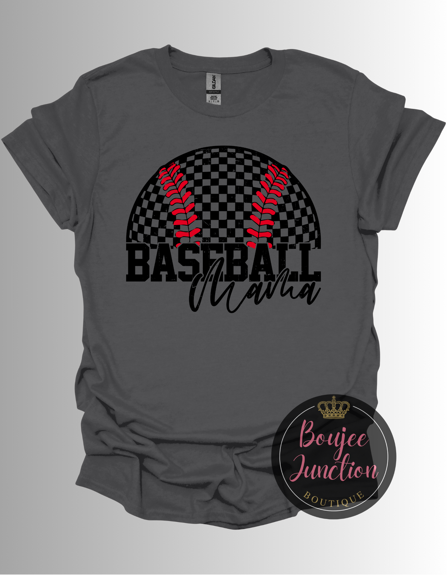 Retro Checkered Baseball Mama Tee