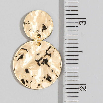 Double Hammered Coin Drop Earrings