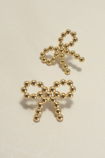 18K Stainless Steel Bow Stud Earrings