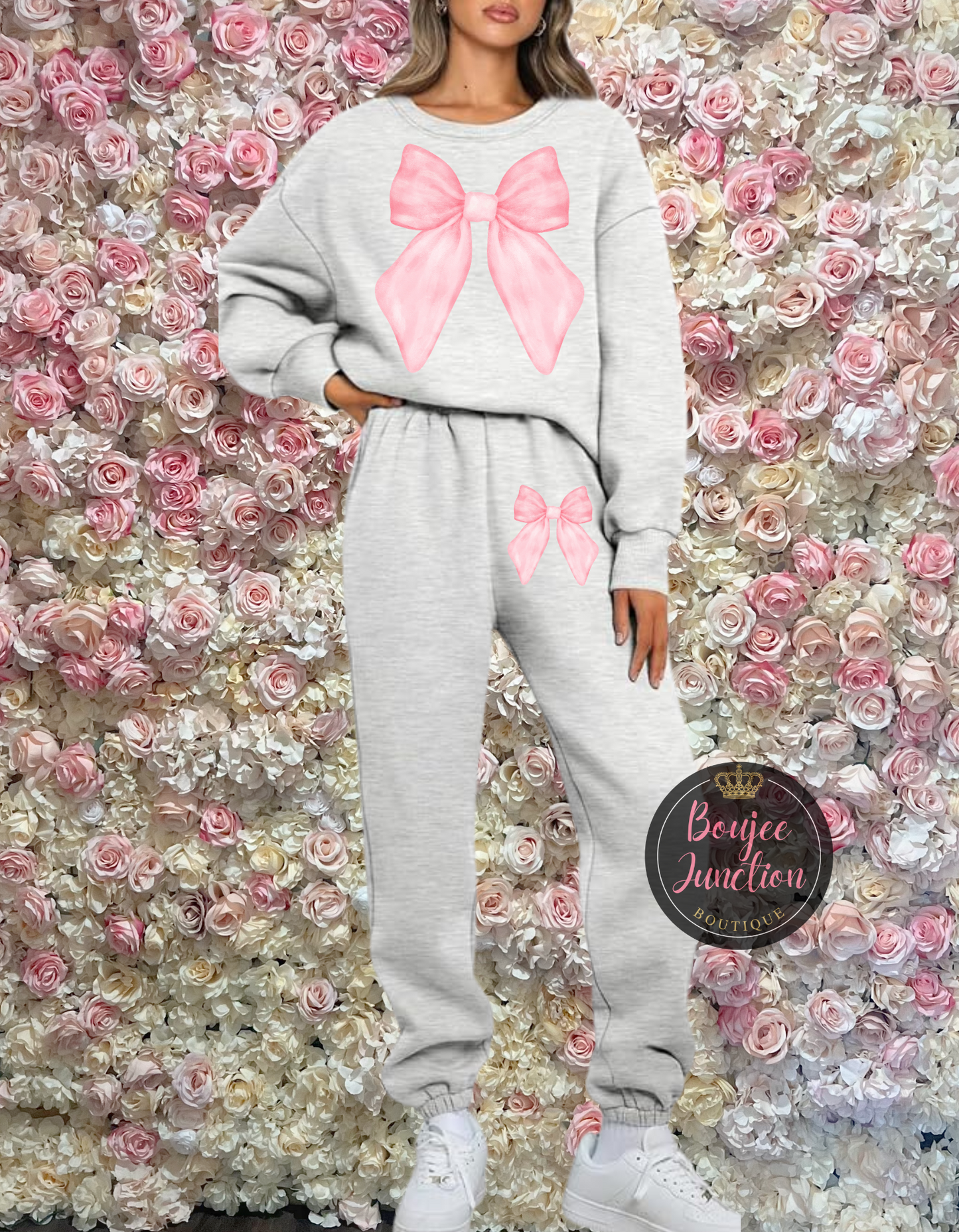 Two Piece Pink Bow Set