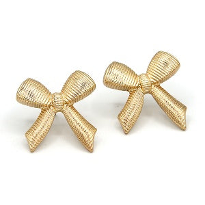 Rough Style Ribbon Gold Earrings
