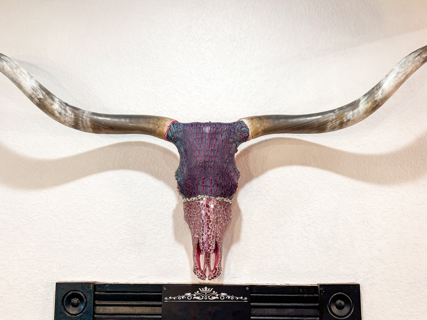 Pink Gator Lady – 62” Longhorn Statement Skull