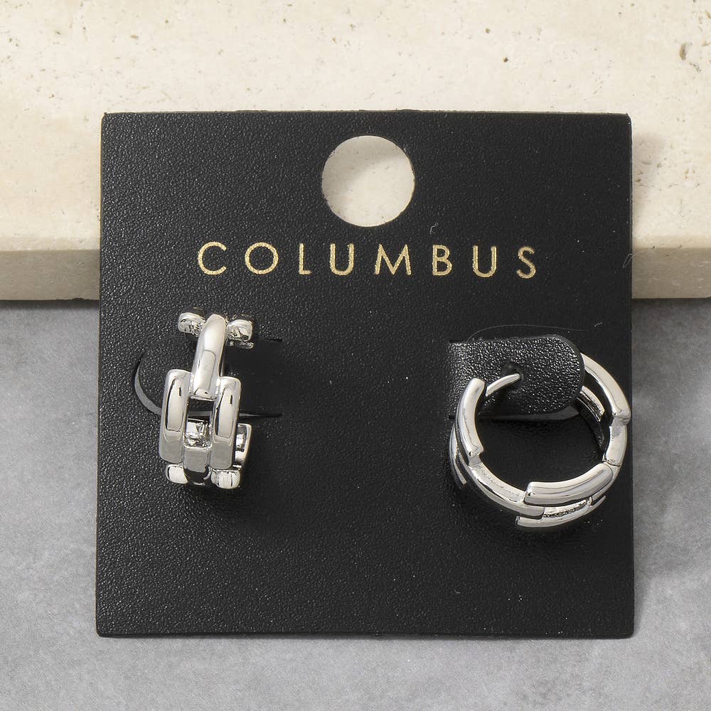 Chain Link Huggie Hoop Earrings