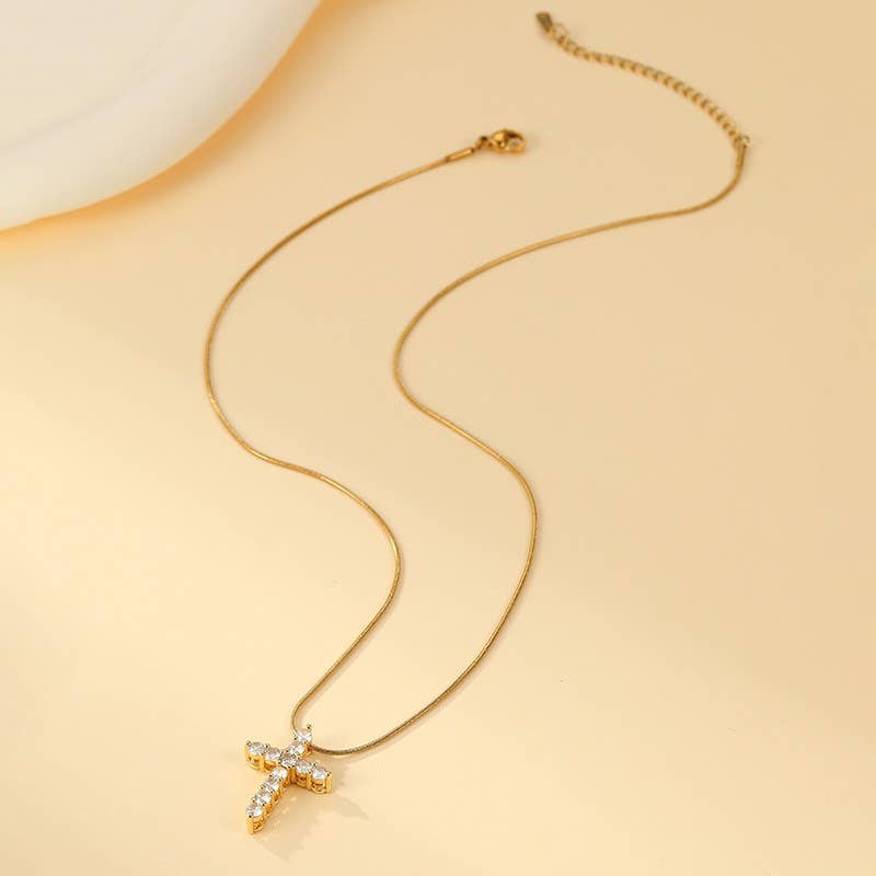 18K Stainless Steel Tarnish Free Cross Necklace