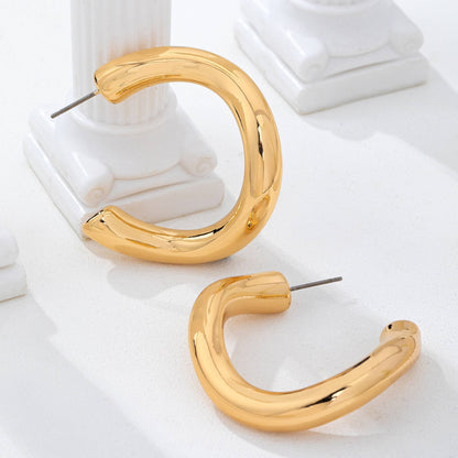 Gold U-Shape Hoop Earrings