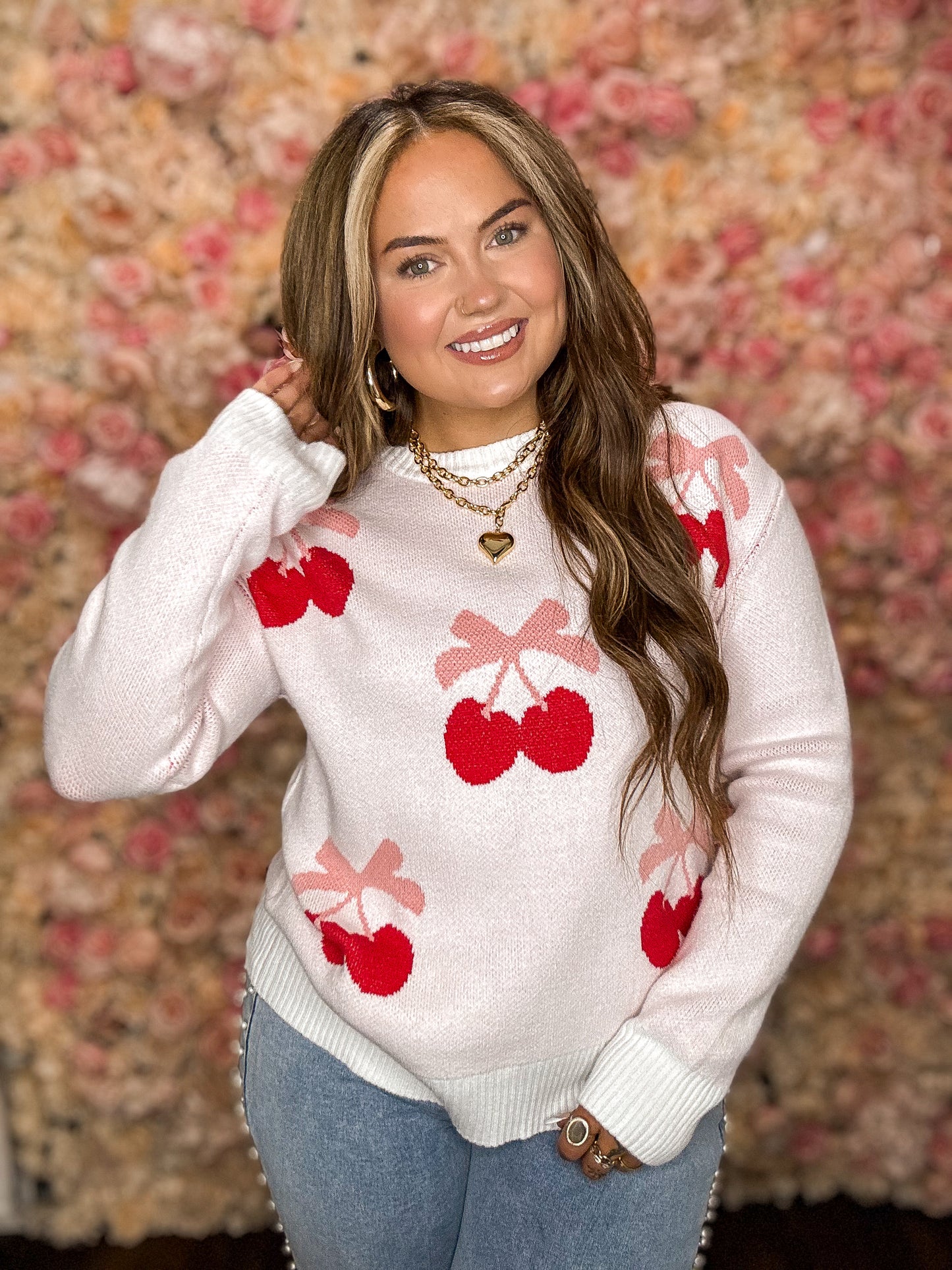 Pink Cherries + Bows Sweater