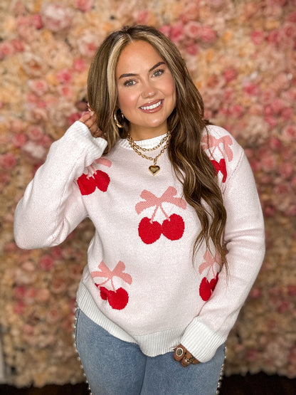 Pink Cherries + Bows Sweater