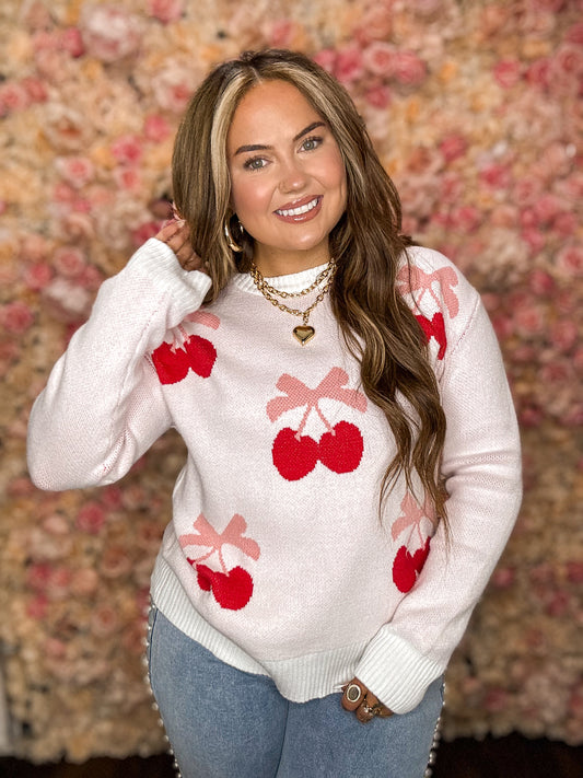 Pink Cherries + Bows Sweater