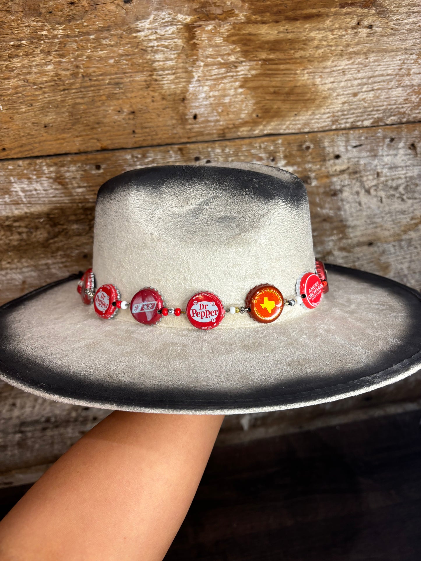 Handmade All Red Bottle Cap Hat Band