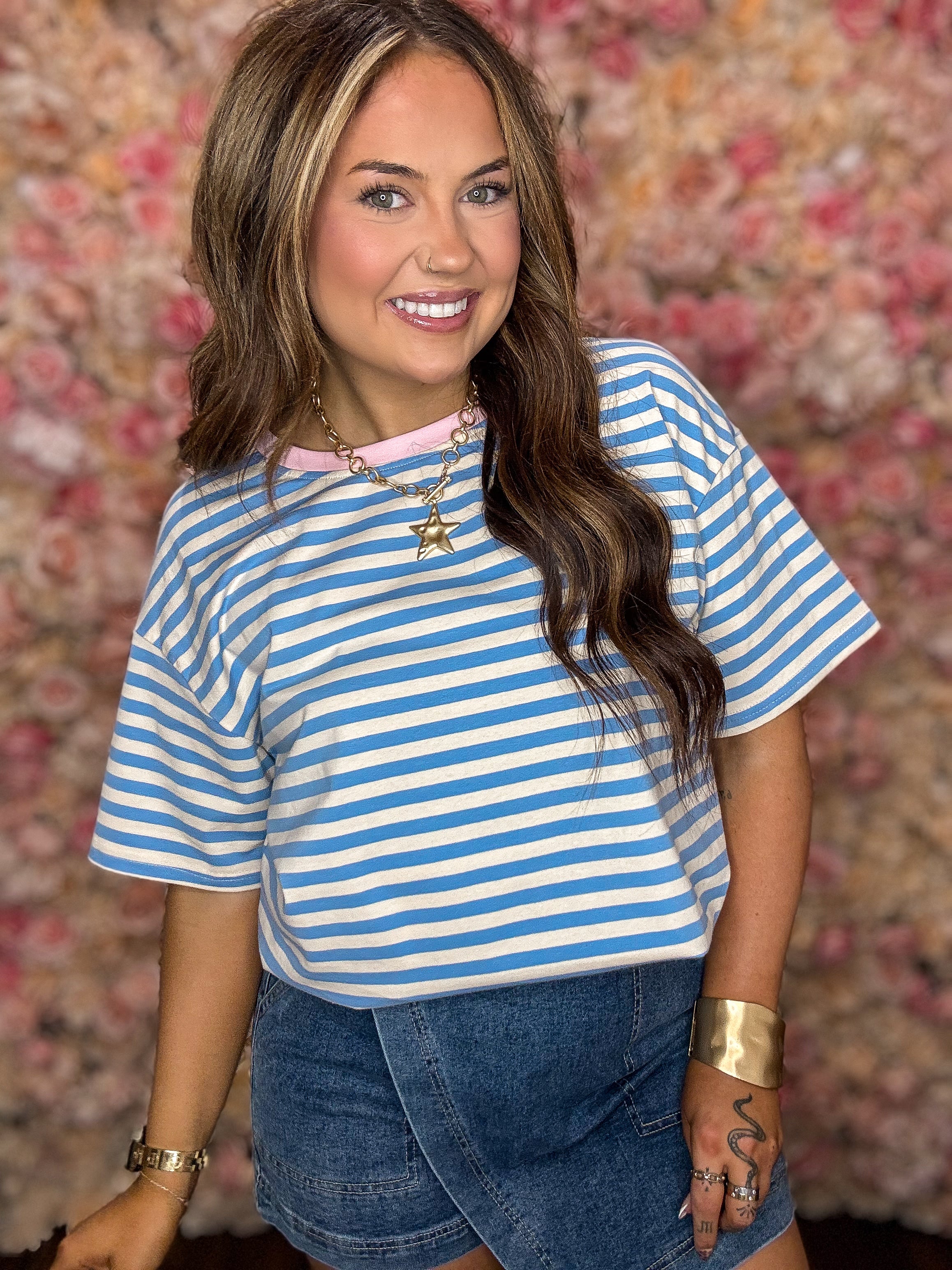 Sky Blue Striped Tee