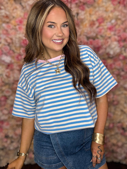 Sky Blue Striped Tee