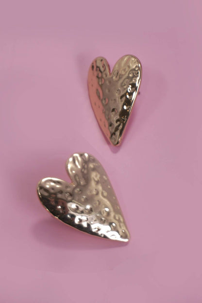 Hammered Heart Stud Earrings