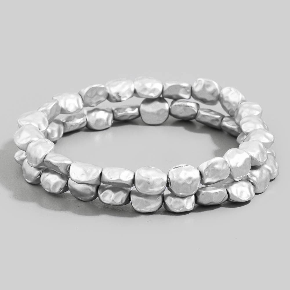 Hammered Nugget Bead Bracelet Set