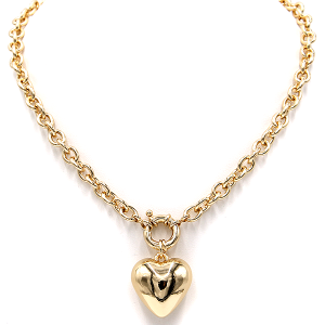 Heart Charm Chain Necklace Gold