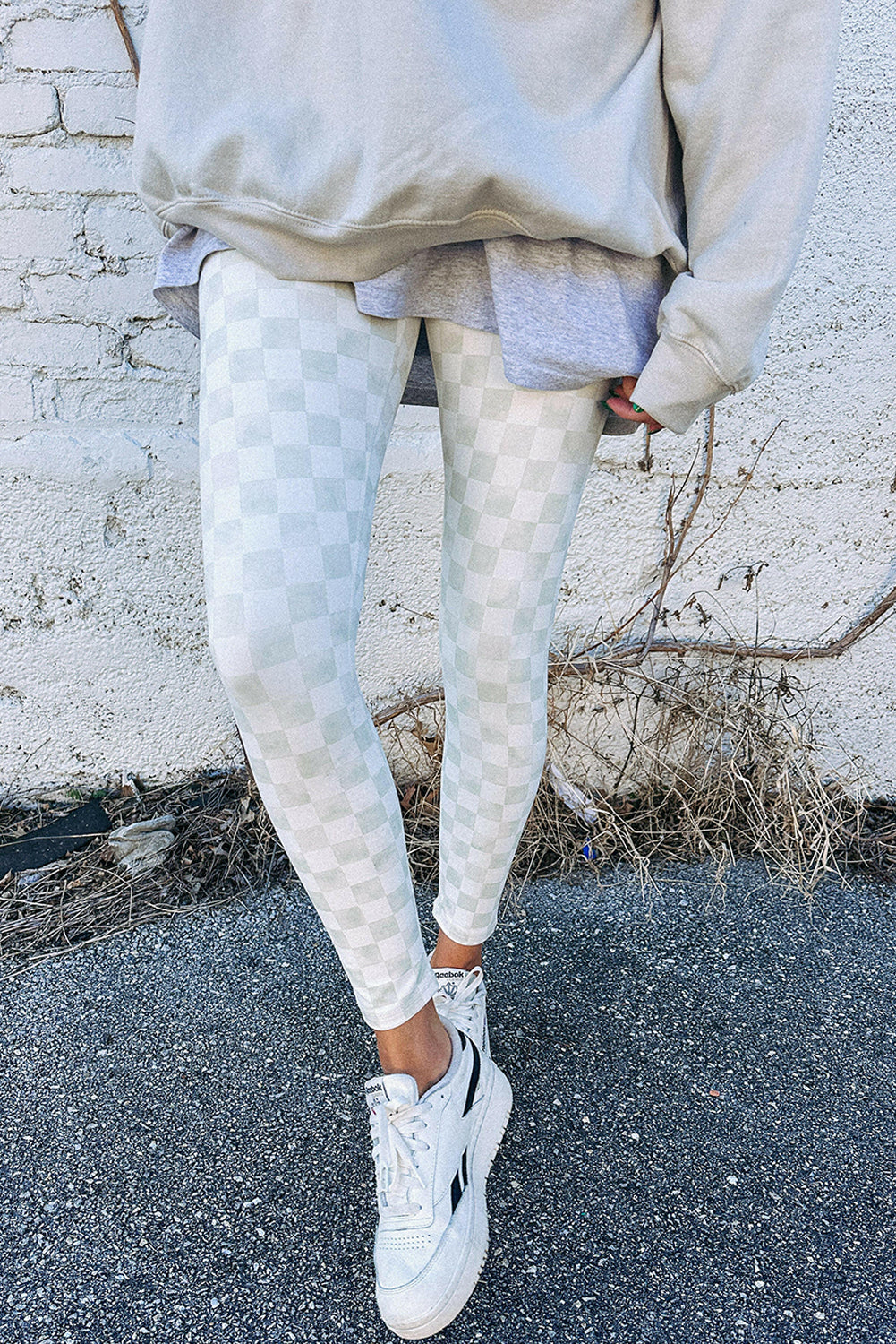 Gray Checkered Leggings