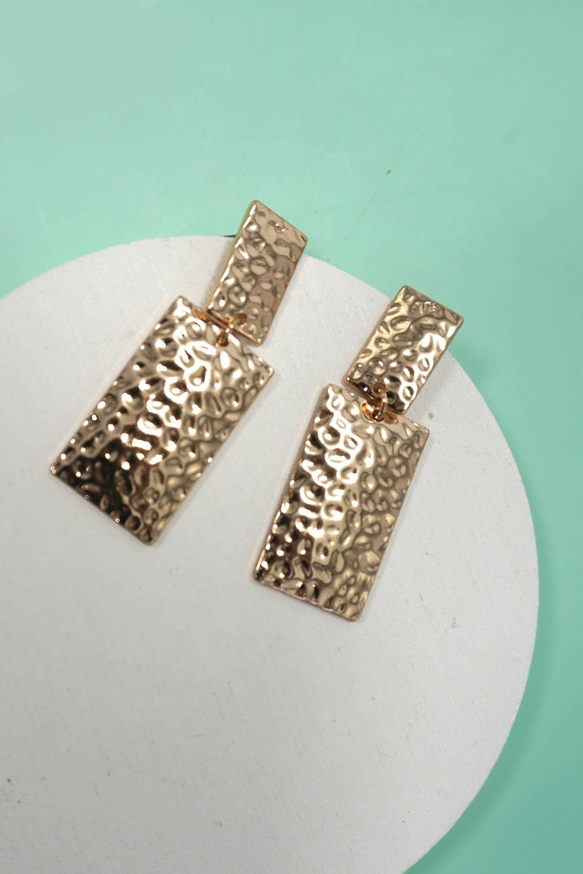 Hammered Rectangle Drop Earrings