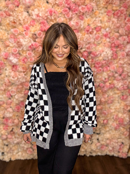 Black Checkered Cardigan